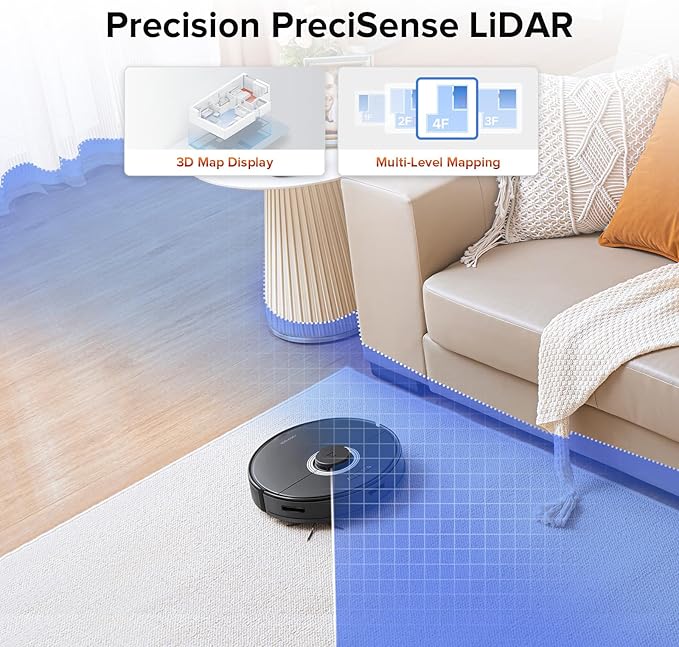 roborock Q7 Max Robot Vacuum and Mop, 30-Level Adjustable Water Flow, 4200Pa Suction, PreciSense LiDAR Navigation, No-Go Zone, No-Mop Zone, 3D Mapping, App & Voice Control, Ideal for Pet Hair
