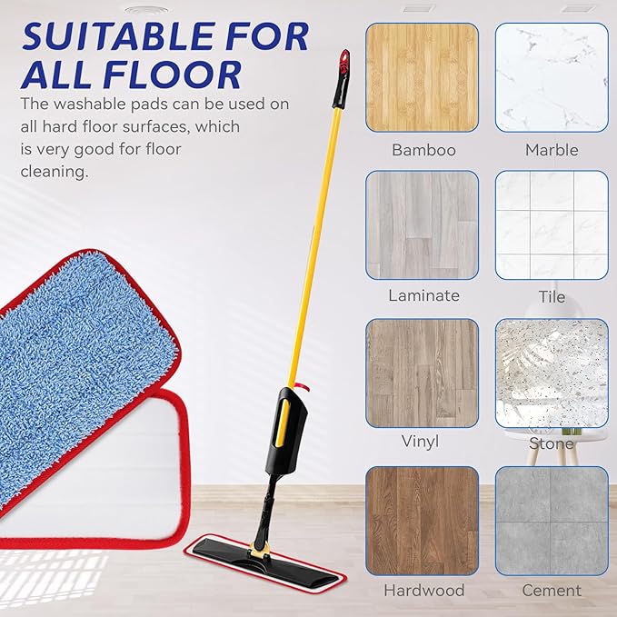 Replacement Microfiber Pad for Rubbermaid Commercial 18.5 Inch Mop Head - 10 Pack Wet & Dry Commercial Cleaning Refills Reusable Mop Refills Fit for Any Microfiber Flat Mop System 18.5"