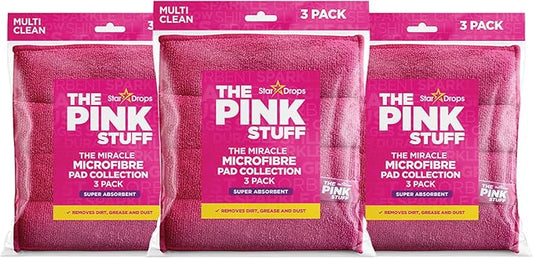 Stardrops The Pink Stuff Miracle Microfibre Pad Collection – Durable, Dual-Sided Scrubbing & Cleaning Pads for Tough Stains and Everyday Messes (9-Pack)