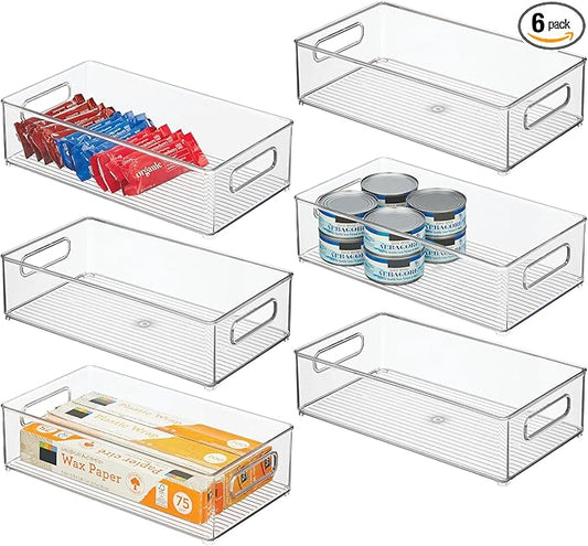 iDesign Stackable Fridge Bin - Kitchen Storage Bin for Pantry, Cabinets, or Fridge, Set of 6, Clear