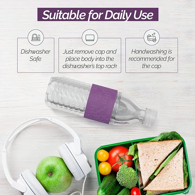 Copco Hydra Water Bottle with Spill-Resistant Lid, 16.9 oz (Set of 2) - Reusable Tritan Non-Slip Sleeve, Twist-Open Body - BPA-Free, Leak-Proof, Durable & Portable for Gym, Office, School (Purple)