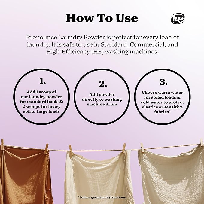 Pronounce Laundry Detergent Powder Alternative | Cleaner Ingredients. Safer for Sensitive Skin. Stain + Smell Fighting. With Essential Oils. HE Safe (Lavender, 120 Loads).