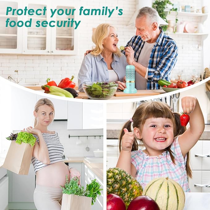 Cudinham Fruit and Vegetable Purifier Cleaner Washing Machine Upgraded Capsule Shape Disinfection OH-ion Purification Technology for Cleaning Grains Rice Meat Seafood, Blue Turquoise