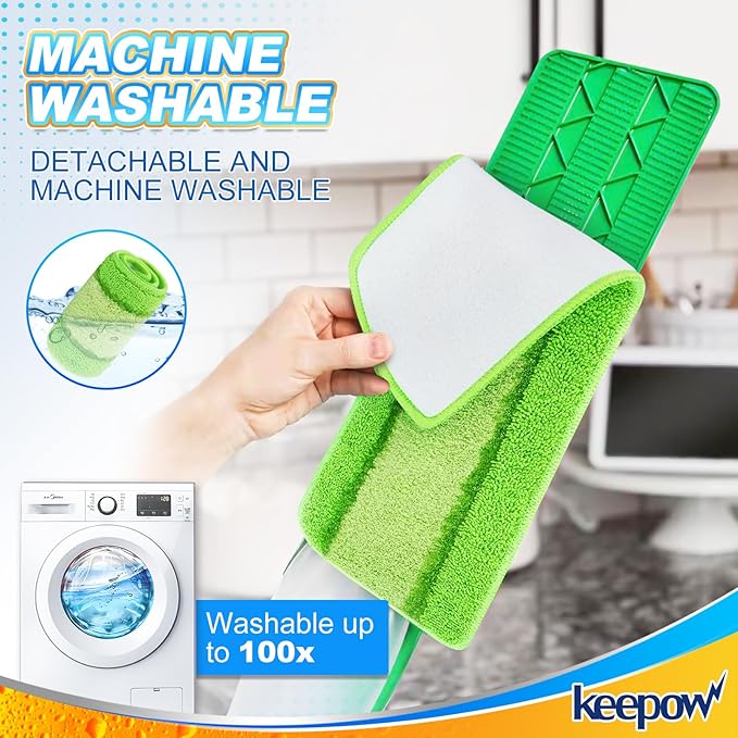 4 Pack Spray Mop Pads Refills Compatible with Libman Freedom Spray Mop, Reusable Microfiber Spray Mop Head Replacement, 16 in Spray Mops for Floor Cleaning (ONLY Pads)