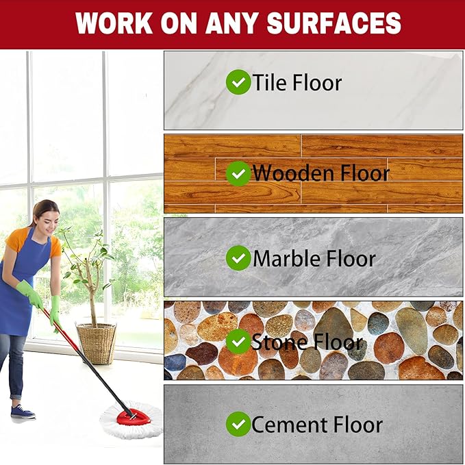 6Pack Spin Mop Replacement Heads, Mop Replace Head Compatible Ocedar Easywring 1-Tank, Microfiber Refills, Mop Head Replacement for Hardwood Floor Cleaning, Machine Washable and Easy to Replace
