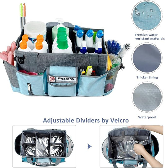 Large Cleaning Caddy for Cleaning Suppliers Organizer,15" Storage Organizer for House Clean Essential, Wearable Cleaing Bag, Storage Caddy for Housekeeping