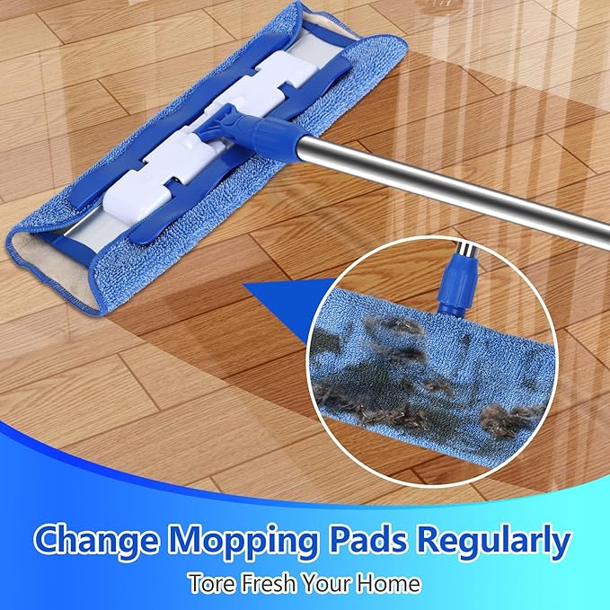 Microfiber Cleaning Cloth Compatible with MR SIGA Professional Microfiber Mop - Professional Reusable Flat Mop Refills - Mop Pads Replacement for Hardwood Cleaning (2 Pack)
