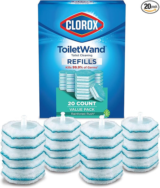Clorox ToiletWand Toilet Cleaner Refills, Toilet brush, Rainforest Rush, 20 Count
