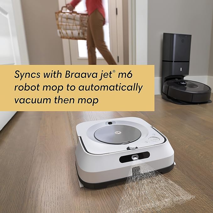 iRobot Braava Jet M6 (6110) Ultimate Robot Mop- Wi-Fi Connected, Precision Jet Spray, Smart Mapping, Works with Alexa, Ideal for Multiple Rooms, Recharges and Resumes, White