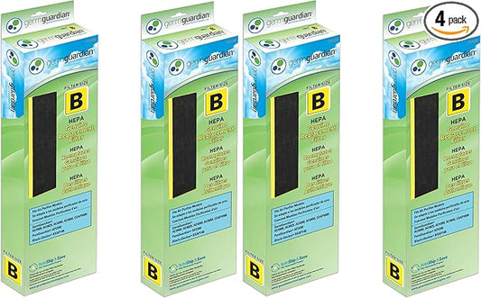 GermGuardian HEPA Pure Genuine Air Purifier Filter B, Removes 99.97% of Pollutants, Wildfire Smoke, Odors, for AC4825, AC4300, AC4900, AC4880, AC4850, CDAP4500,Black/Yellow,FLT4825,2 Count (Pack of 2)
