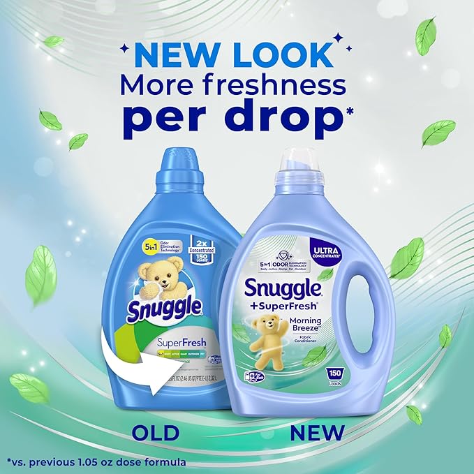 Snuggle Liquid Fabric Softener, SuperFresh Original, Eliminates Tough Odors, 2X Concentrated, 150 Loads