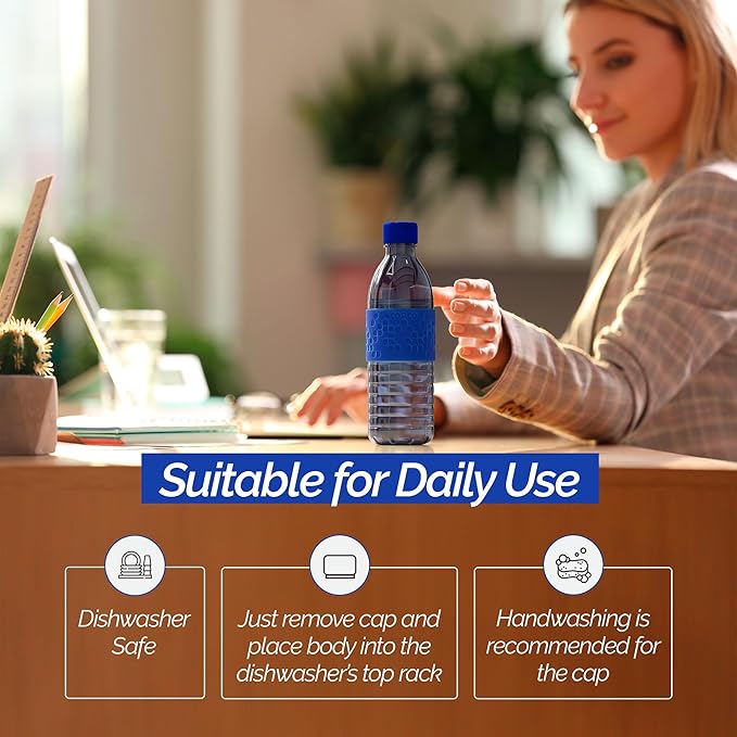Copco Hydra 16.9oz Water Bottle, Set of 2 - Non-Slip Sleeve & BPA-Free Tritan Plastic - Dishwasher Safe, Reusable Plastic To Go Bottle - Leak-Proof, Spill-Proof, Portable Water Bottle (Navy & Blue)