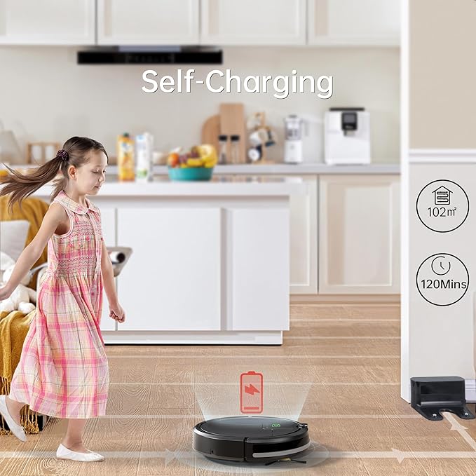 Robot Vacuums,Upgraded 2900Pa Powerful Suction Robotic Vacuum Cleaner, 150Mins Max, Self-Charging,Tangle Free Robot Vacuum Cleaner Perfect for Pet Hairs,Dust & Hardwood Floors