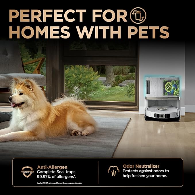 Shark Robot Vacuum & Mop Combo, PowerDetect NeverTouch Pro, Self-Emptying, Self-Refill with Self-Clean Pad Wash & Dry, 60-Day Debris Capacity, 30-Day Refill Tank, 5 Technologies, White, AV2810ZEWH