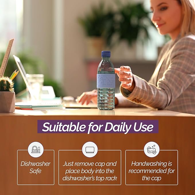Copco Hydra 16.9oz Water Bottle, Set of 2 - Non-Slip Sleeve & BPA-Free Tritan Plastic - Dishwasher Safe, Reusable To Go Bottle - Leak-Proof, Spill-Proof, Portable Water Bottle (Light Blue & Purple)