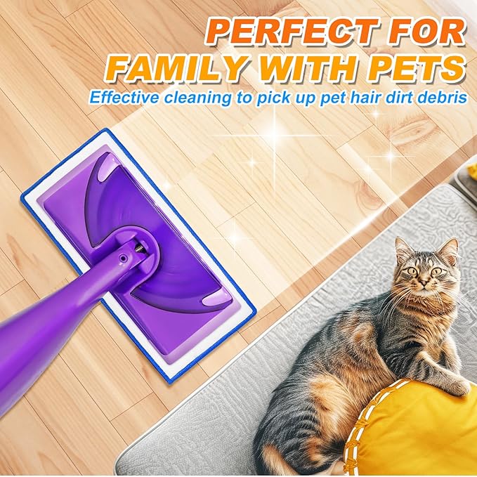 Reusable Mop Pads Compatible with Swiffer WetJet Mop, MyKEEPOW Wet Jet Refills Pads for Floor Cleaning, 4 Pack, Green+Blue