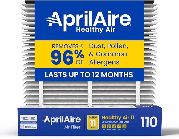 AprilAire 110 Replacement Filter for AprilAire Whole House Air Purifiers - MERV 11, Clean Air & Dust, 16x20x4 Air Filter (Pack of 1)