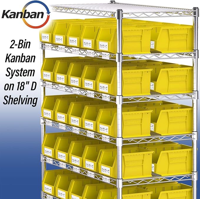 Akro-Mils 30237 AkroBins Plastic Storage Bins, Space-Saving Stackable Bins for Garage, Pantry, Craft Organization, 9" x 6" x 5", Black, 12-Pack