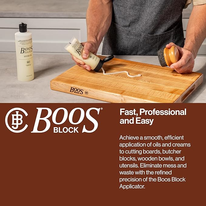 John Boos 3-Piece Care Set, 16 oz Mystery Oil, 5 oz Board Cream & Round Applicator - All-Natural Maintenance Formula for Butcher Blocks, Cutting Boards, Wooden Countertops & Wood Utensils