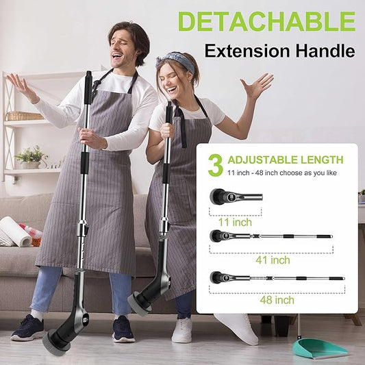 WKY-G3-Electric Spin Scrubber - Upgraded 10-in-1 IPX7 Waterproof Shower Cleaner Brush, Retractable Handle & 2-Speed for Toilet, Bathroom, Bathtub, Tile Floors Black