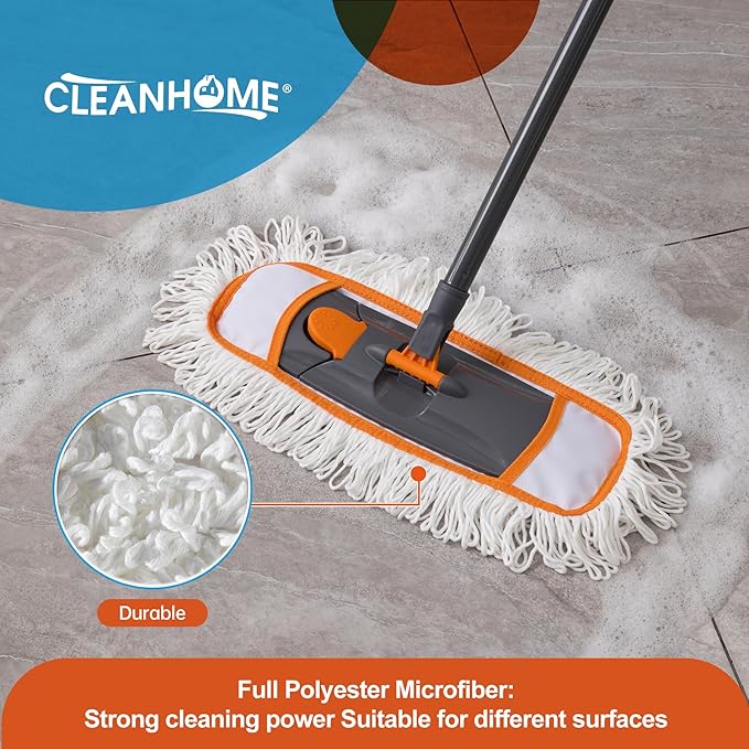 Microfiber Mop Pads 4 Pieces for Floor Cleaning,Fit CLEANHOME Dust Mop: B09PBPGSJ3, Full Polyester Microfiber Replacement Pads