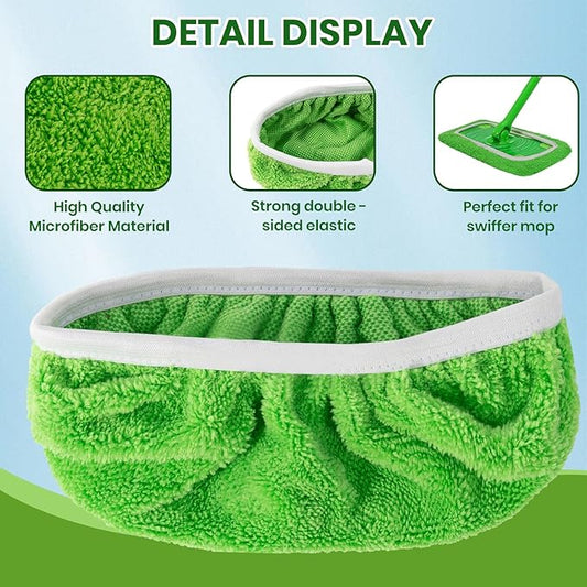 12 Pack Reusable Microfiber Mop Pads - Compatible with Swiffer Sweeper Mop, Washable Dry & Wet Sweeping Cloths Refills for Hardwood Laminate Tile Floor Cleaning