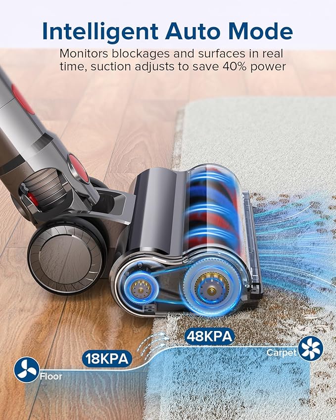S8 Cordless Vacuum Cleaner, 600W 48Kpa Up to 65mins Stick Vacuum Rechargeable, Wireless Lightweight Handheld Vacuum Cleaners for Home Pet Hair Carpet Hardwood Floor Car