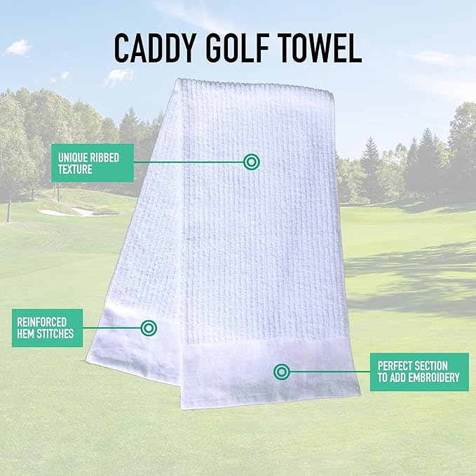 Caddy Golf Towel - Extra-Large 22” X 44” Caddie Towel Used by Tour Professionals, Premium Soft Cotton, Superior Absorption Caddy Towel | 5 Stylish Colors