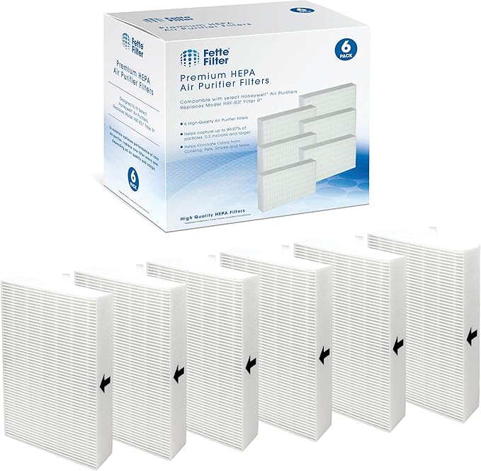 Fette Filter - 6 Pack Premium True HEPA H13 Filter R Compatible With Honeywell HPA Series Air Purifier - Part Number HRF-R3 R2 R1 ARVP300 HPA300
