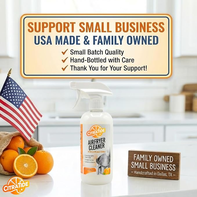 Air Fryer Cleaner Spray – Citrus Powered Grease Remover, Non-Toxic & Plant-Based, Cuts Baked-On Oil & Odor, Safe for Kitchen Appliances, USA Made – 16fl oz