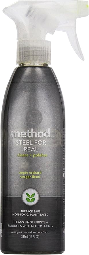 method Stainless Steel Cleaner + Polish Spray, Orchard Blossom, 12 oz