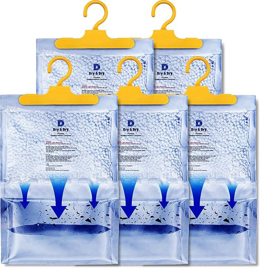 Dry & Dry 5 Pack[14 OZ] Premium Moisture Absorbers for Home, Basement & Bedroom - Small Dehumidifiers