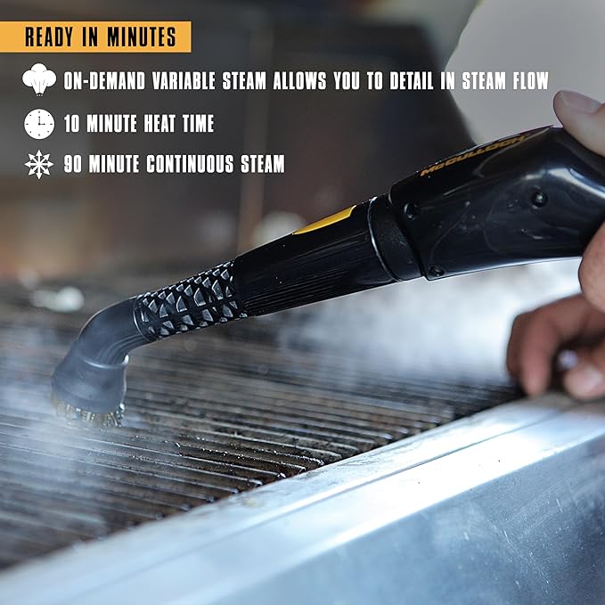 McCulloch Canister Steam Cleaner MC1375, 90 Minute Runtime, 20 Accessories, Jet Nozzle, Brushes, & More - Steam Cleaner for Home, Tile, Carpet, Furniture, & Personal Car Detailing