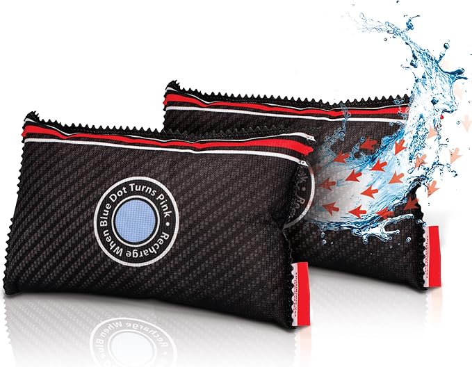 Reusable Car Dehumidifier Bag (2 Pack) Rechargeable Dehumidifier bags for Car, Trucks, and RVs - Prevent Damp & Moisture on Windscreens - Leakproof Moisture Absorber for Car and Home