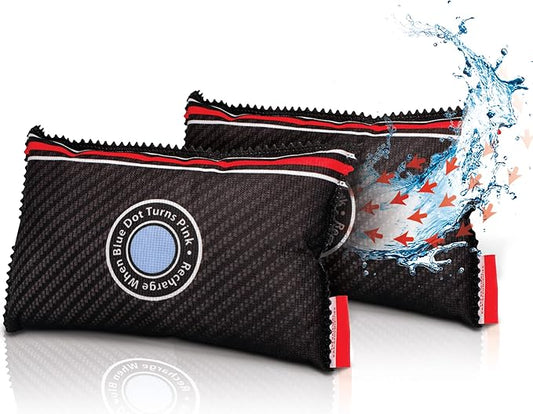 Reusable Car Dehumidifier Bag (2 Pack) Rechargeable Dehumidifier bags for Car, Trucks, and RVs - Prevent Damp & Moisture on Windscreens - Leakproof Moisture Absorber for Car and Home