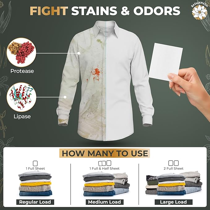 Natural Laundry Detergent & Fabric Softener Sheets | Up to 100 Loads Eco-Friendly|Fragrance-Free & Hypoallergenic | Aloe Vera & Pure Tea Tree Oil | Plant-Based, Biodegradable, Enzyme Powered,Baby-Safe