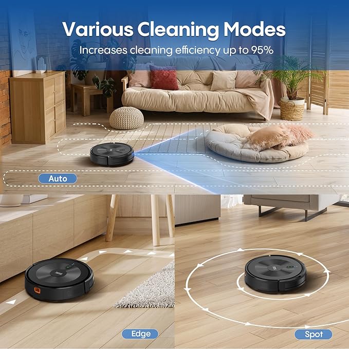 Robot Vacuum and Mop:5000Pa 3-in-1 Robotic Vacuum with Intelligent Navigation, Alexa & APP Control, Schedule Cleaning, Robotic Vacuum Cleaner Ideal for Pet Hair, Hard Floor, Carpet, Slim and Quiet