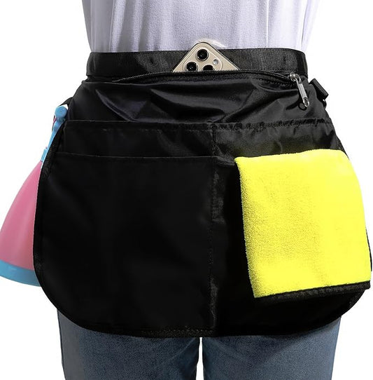 Small Size Cleaning Caddy Apron for Women with 5 Pockets, Professional Waterproof Cleaning Supplies for Housekeepers