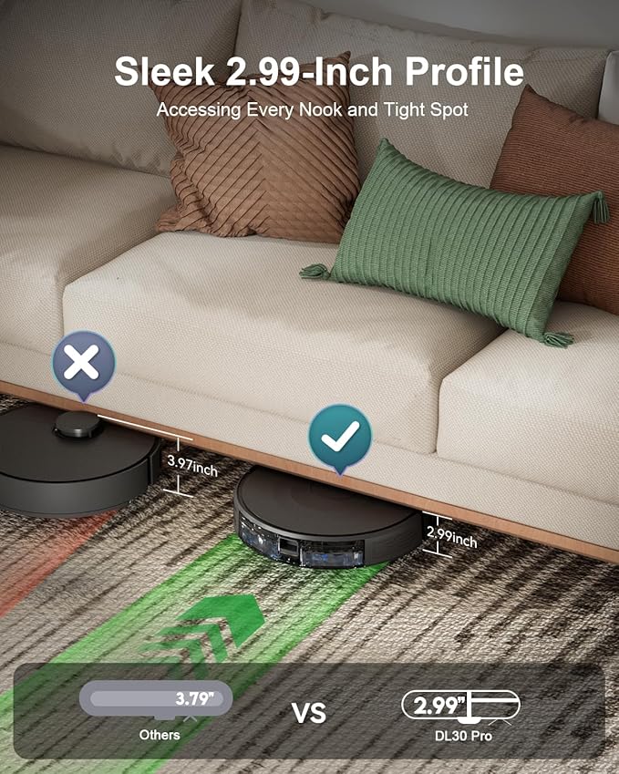 Robot Vacuum and Mop Combo, LiDAR Navigation with Ultra Slim Design, Smart Mapping Robotic Vacuum Cleaner, 9000Pa Suction, Customizable Cleaning for Pet Hair, Carpets, and Hard Floors