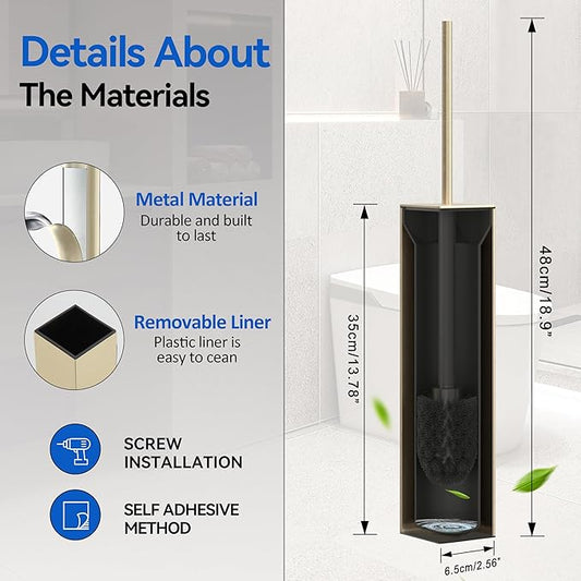 Brushed Gold Toilet Brush with Holder,Durable Cleaning Toilet Bowl Brushes with Holders