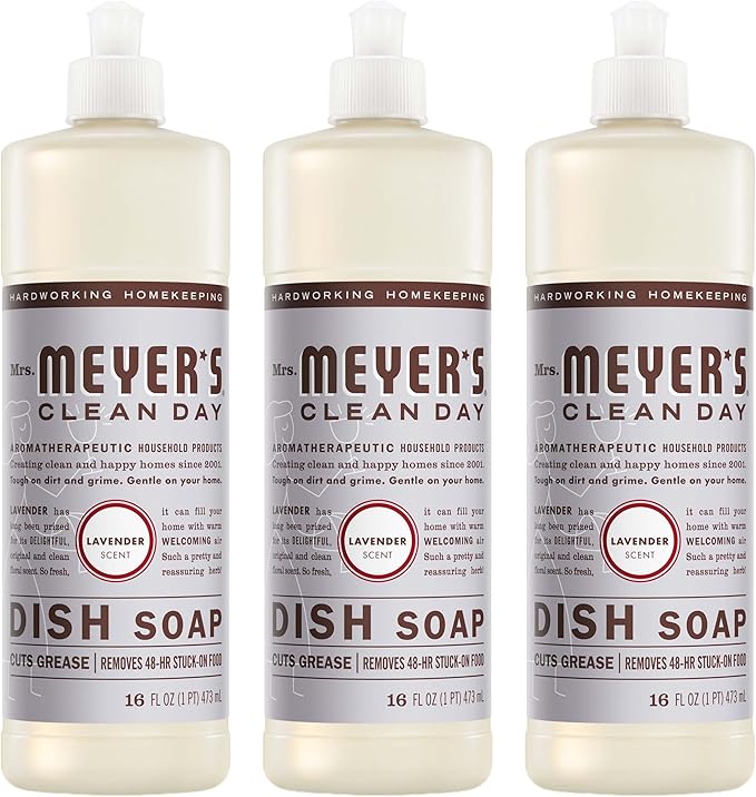 MRS. MEYER'S CLEAN DAY Liquid Dish Soap, Lavender, 16 fl. oz - Pack of 3