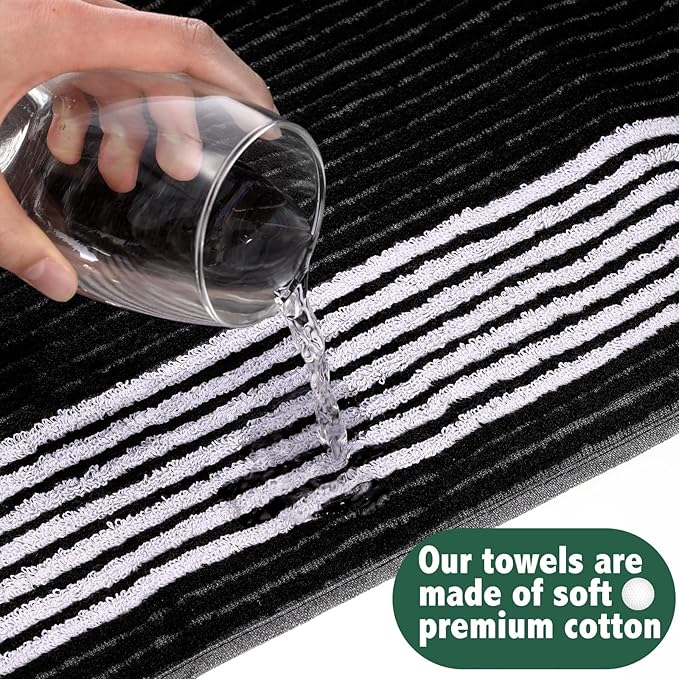Buryeah Golf Towel 22 x 44 Inch Cotton Golf Caddy Towel Camping Large for Caddies Golfers Tour Players Club with Stripe