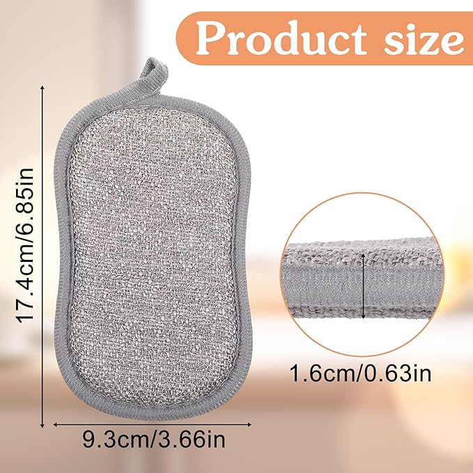 36 Pack Dual-Sided Scrub Sponges, Non Scratch Microfiber Sponge Multi Purpose Cleaning Dish Scrubber Along with Heavy Duty Scrubbing Power for Washing Dishes Pots Pans Kitchen Cookware(Gray)