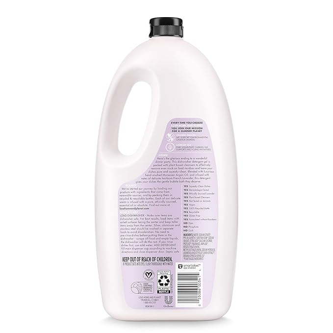 Love Home and Planet Dishwasher Detergent, Gel Lavender & Argan Oil, 56 oz