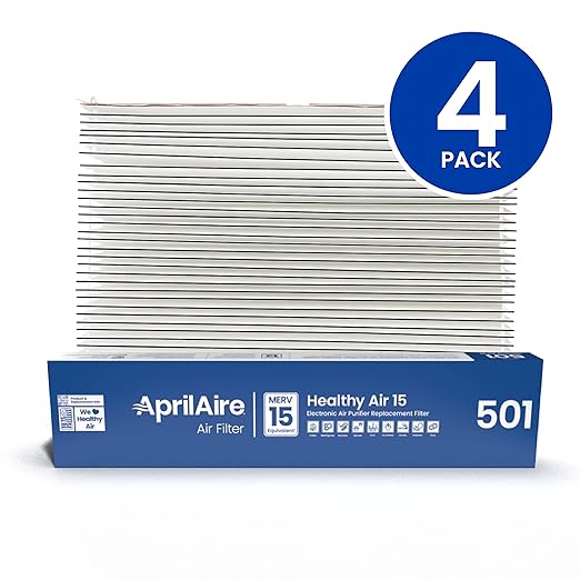AprilAire 501 Replacement Filter for AprilAire 5000 Whole-House Air Purifier - MERV 15 Equivalent, 16x25x6 Air Filter (Pack of 4)