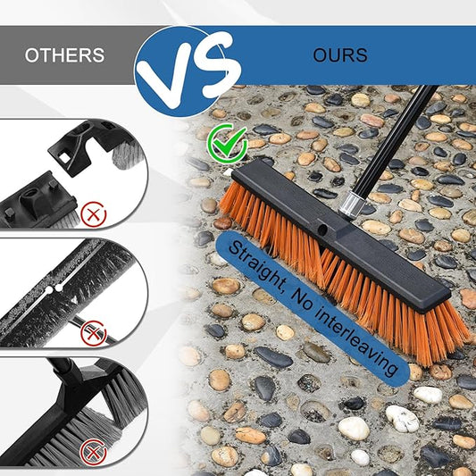 PBHEPJ 24 Inchs Push Broom Outdoor Heavy Duty, Shop Broom with 60" Long Bandle for Cleaning Outdoor or Indoor Tile, Garage, Shop, Deck, Concrete, Wood, Stone, Patio Floor