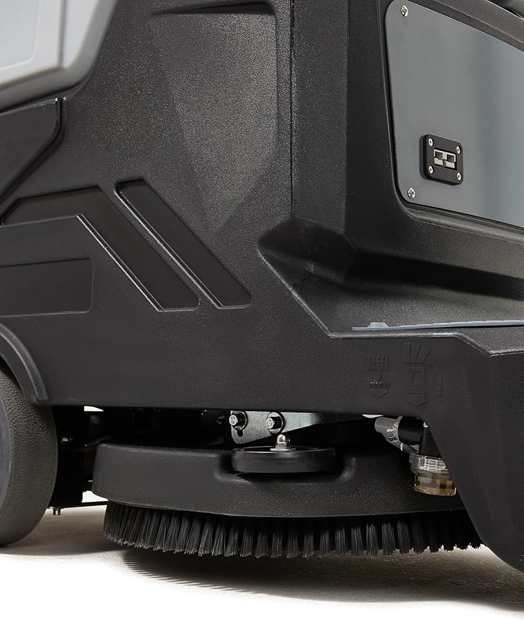 Battery Powered Ride-On Commercial Floor Scrubber Machine, 22" Brush, 31.5" Squeegee Width, 19 gal Solution Tank, 20 gal Recovery Tank, 5 hr Use 7 hr Charge, 200 RPM, 48,400 Sqft/H, Batteries Included