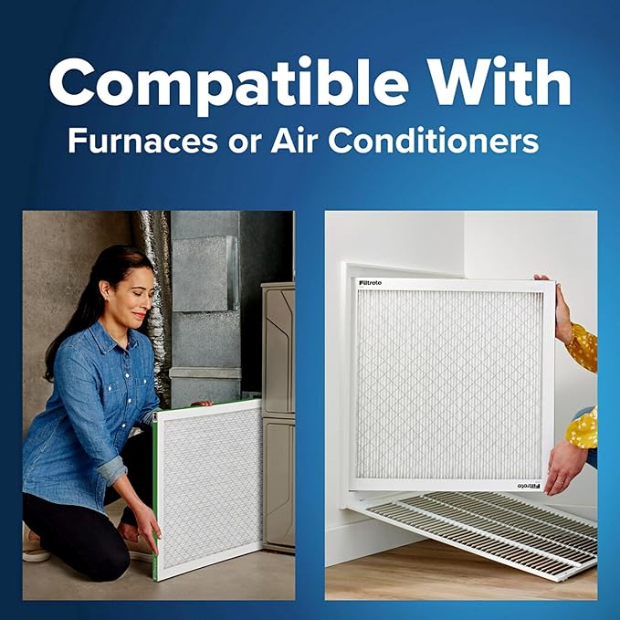 Filtrete 23.5x23.5x1 AC Furnace Air Filter, MPR 700, MERV 8, Tough on Pollen, Easy on Airflow, 3-Month Pleated 1-Inch Electrostatic Air Cleaning Filter, 4-Pack (Actual Size 23.19 x 23.19 x 0.81 in)