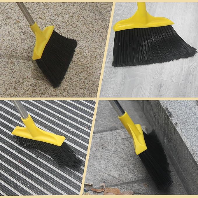 3 Pack Outdoor Heavy Duty Broom 59 Inch - Commercial Grade for Patio, Garage, Restaurant, Lobby, Mall, Market, Office, Kitchen, Driveway, and Warehouse Cleanup