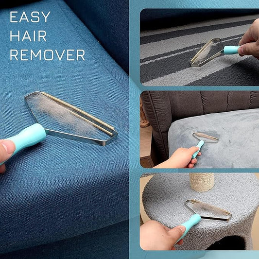 4-In-Premium Pet Hair Removal Glove & Brush Set Electrostatic Dog & Cat Grooming Tool with Lint Remover for Furniture, Carpet, Car - Reusable Magic brush Ideal Pet Supplies for Dog & Cat Hair Removal